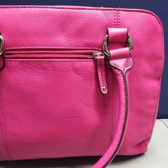 Vintage Tignanello Shoulder Bag‎ Women's Pink Solid Pebbled Lined Double Handle - Picture 13 of 16